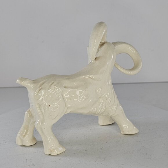 Vintage Ceramic Ram Figurine With Large Curved Horns Japan Goat Ibex Sheep MCM - Picture 5 of 9